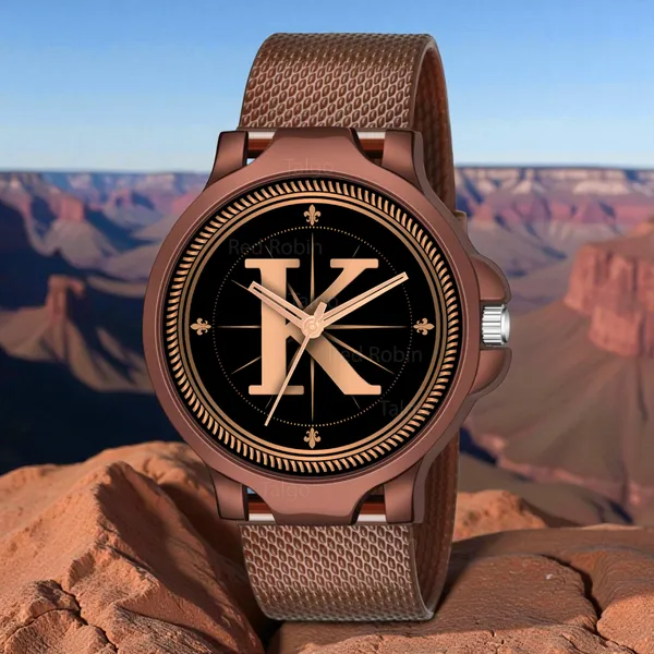 Sky_Mart_Analog_Round_Black_Dialbet_K_Design_Stylish_Brown_Silicone_Strap_Classic_Design_Fancy_Wrist_Watch_For_Men_And_Boys