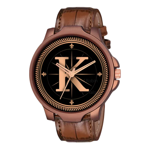 Sky_Mart_Analog_Round_Black_Dialbet_K_Design_Stylish_Brown_Leather_Strap_Classic_Design_Fancy_Wrist_Watch_For_Men_And_Boys