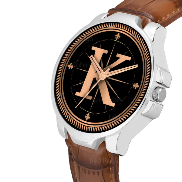 Sky_Mart_Analog_Round_Black_Dialbet_K_Design_Stylish_Brown_Leather_Strap_Classic_Design_Fancy_Wrist_Watch_For_Men_And_Boys