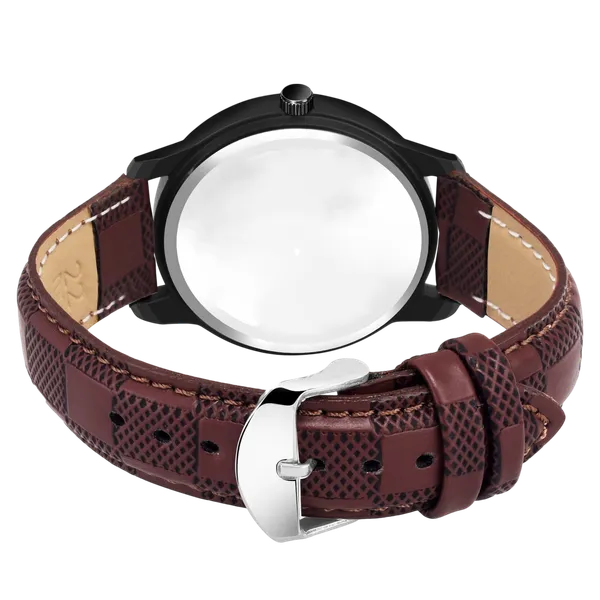 Sky_Mart_Analog_Round_Black_Dialbet_K_Design_Stylish_Brown_Leather_Strap_Classic_Design_Fancy_Wrist_Watch_For_Men_And_Boys