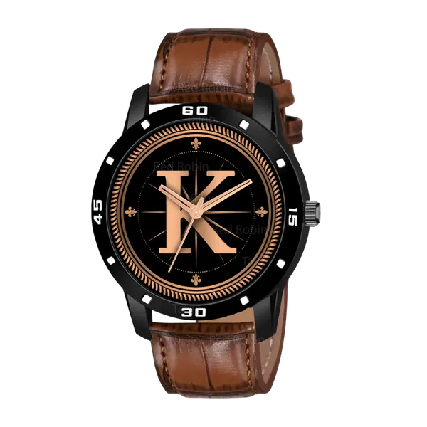 Sky_Mart_Analog_Round_Black_Dialbet_K_Design_Stylish_Brown_Leather_Strap_Classic_Design_Fancy_Wrist_Watch_For_Men_And_Boys