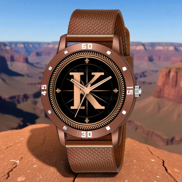 Sky_Mart_Analog_Round_Black_Dialbet_K_Design_Stylish_Brown_Silicone_Strap_Classic_Design_Fancy_Wrist_Watch_For_Men_And_Boys