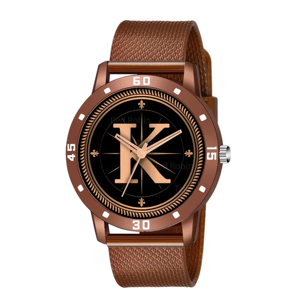 Sky_Mart_Analog_Round_Black_Dialbet_K_Design_Stylish_Brown_Silicone_Strap_Classic_Design_Fancy_Wrist_Watch_For_Men_And_Boys