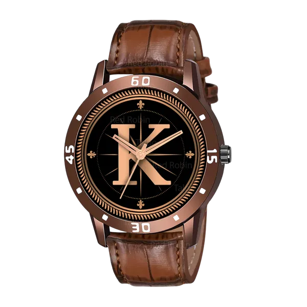 Sky_Mart_Analog_Round_Black_Dialbet_K_Design_Stylish_Brown_Leather_Strap_Classic_Design_Fancy_Wrist_Watch_For_Men_And_Boys