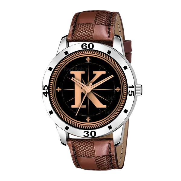 Sky_Mart_Analog_Round_Black_Dialbet_K_Design_Stylish_Brown_Leather_Strap_Classic_Design_Fancy_Wrist_Watch_For_Men_And_Boys