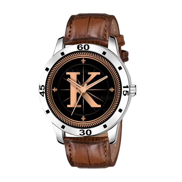 Sky_Mart_Analog_Round_Black_Dialbet_K_Design_Stylish_Brown_Leather_Strap_Classic_Design_Fancy_Wrist_Watch_For_Men_And_Boys