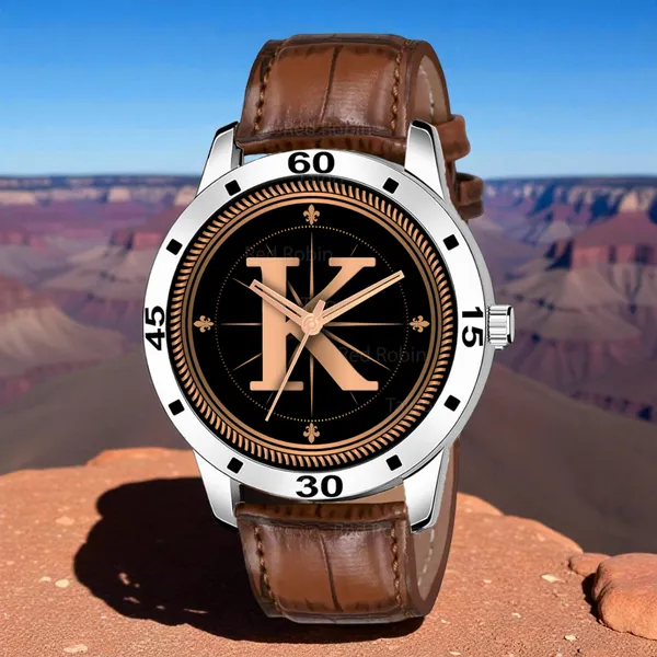 Sky_Mart_Analog_Round_Black_Dialbet_K_Design_Stylish_Brown_Leather_Strap_Classic_Design_Fancy_Wrist_Watch_For_Men_And_Boys