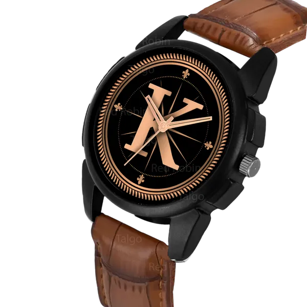 Sky_Mart_Analog_Round_Black_Dialbet_K_Design_Stylish_Brown_Leather_Strap_Classic_Design_Fancy_Wrist_Watch_For_Men_And_Boys