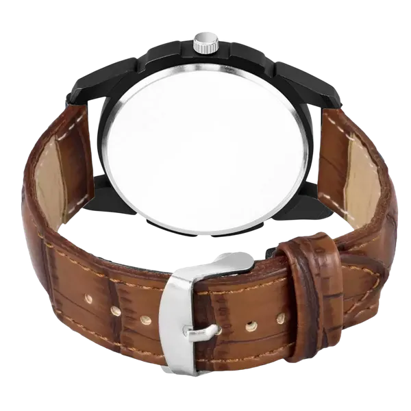 Sky_Mart_Analog_Round_Black_Dialbet_K_Design_Stylish_Brown_Leather_Strap_Classic_Design_Fancy_Wrist_Watch_For_Men_And_Boys