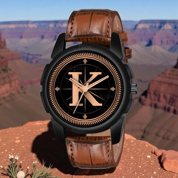 Sky_Mart_Analog_Round_Black_Dialbet_K_Design_Stylish_Brown_Leather_Strap_Classic_Design_Fancy_Wrist_Watch_For_Men_And_Boys