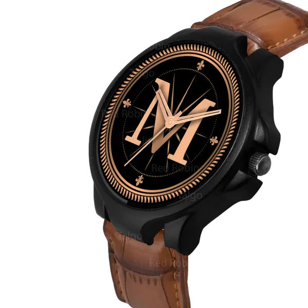 Sky_Mart_Analog_Round_Black_Dialbet_M_Design_Stylish_Brown_Leather_Strap_Classic_Design_Fancy_Wrist_Watch_For_Men_And_Boys