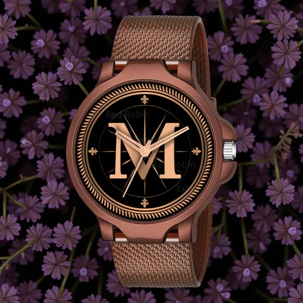 Sky_Mart_Analog_Round_Black_Dialbet_M_Design_Stylish_Brown_Silicone_Strap_Classic_Design_Fancy_Wrist_Watch_For_Men_And_Boys