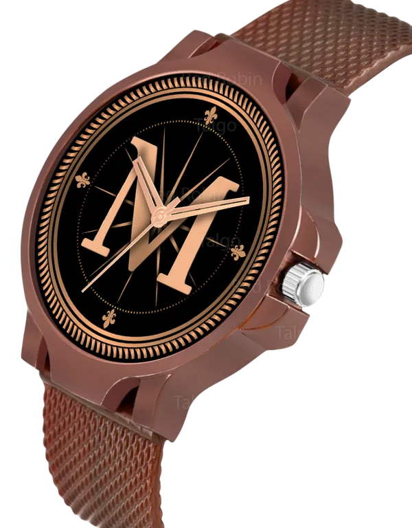 Sky_Mart_Analog_Round_Black_Dialbet_M_Design_Stylish_Brown_Silicone_Strap_Classic_Design_Fancy_Wrist_Watch_For_Men_And_Boys