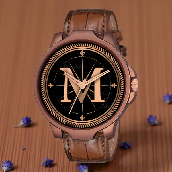 Sky_Mart_Analog_Round_Black_Dialbet_M_Design_Stylish_Brown_Leather_Strap_Classic_Design_Fancy_Wrist_Watch_For_Men_And_Boys
