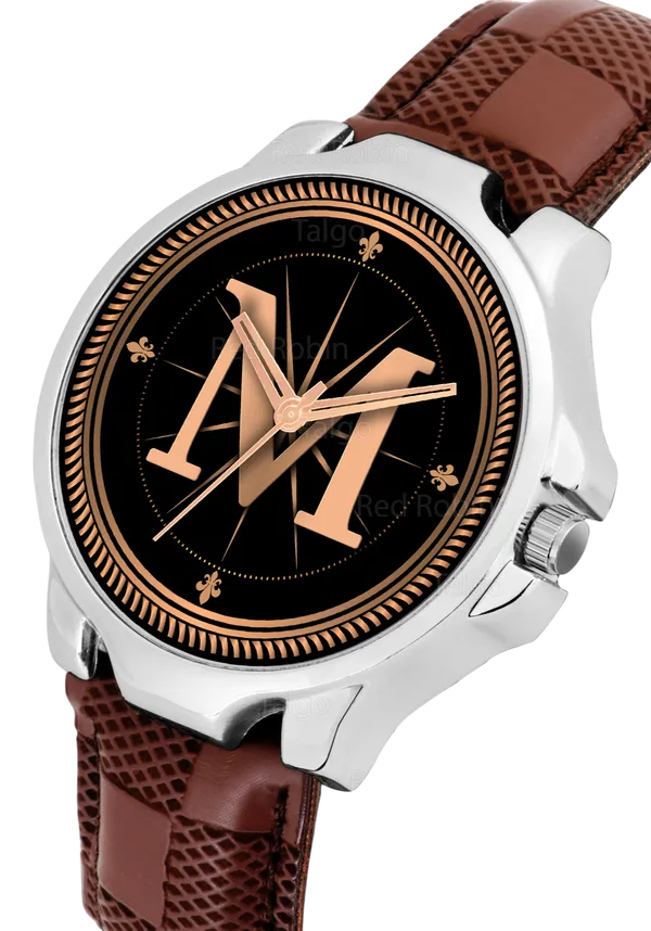 Sky_Mart_Analog_Round_Black_Dialbet_M_Design_Stylish_Brown_Leather_Strap_Classic_Design_Fancy_Wrist_Watch_For_Men_And_Boys