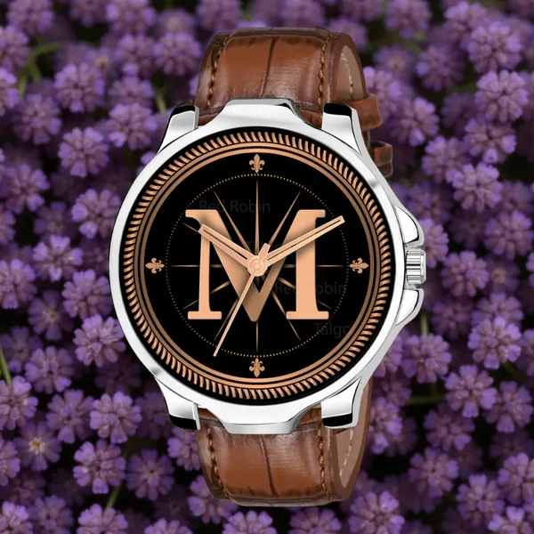 Sky_Mart_Analog_Round_Black_Dialbet_M_Design_Stylish_Brown_Leather_Strap_Classic_Design_Fancy_Wrist_Watch_For_Men_And_Boys