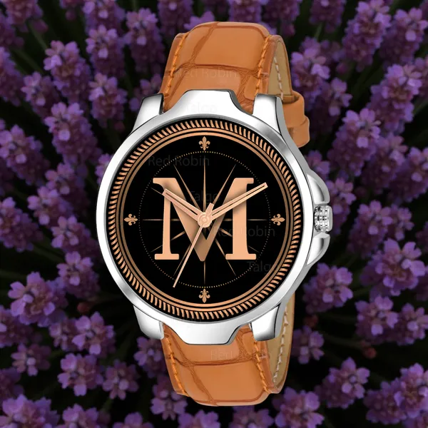 Sky_Mart_Analog_Round_Black_Dialbet_M_Design_Stylish_Beige_Leather_Strap_Classic_Design_Fancy_Wrist_Watch_For_Men_And_Boys