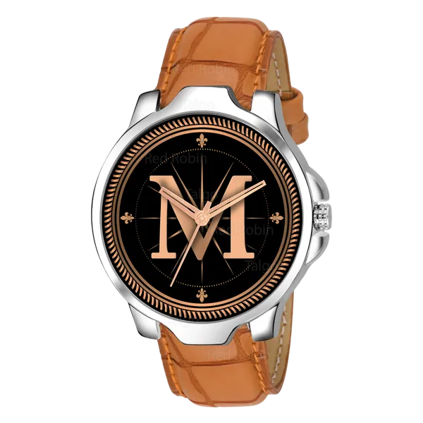 Sky_Mart_Analog_Round_Black_Dialbet_M_Design_Stylish_Beige_Leather_Strap_Classic_Design_Fancy_Wrist_Watch_For_Men_And_Boys