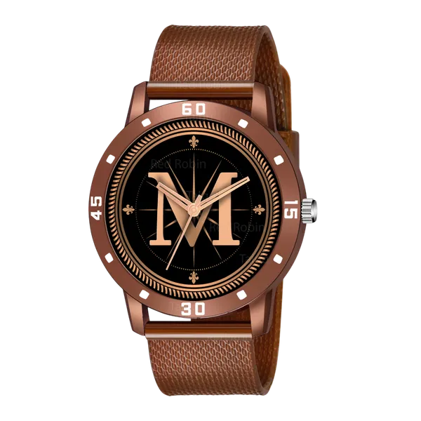 Sky_Mart_Analog_Round_Black_Dialbet_M_Design_Stylish_Brown_Silicone_Strap_Classic_Design_Fancy_Wrist_Watch_For_Men_And_Boys