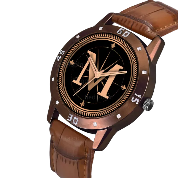 Sky_Mart_Analog_Round_Black_Dialbet_M_Design_Stylish_Brown_Leather_Strap_Classic_Design_Fancy_Wrist_Watch_For_Men_And_Boys
