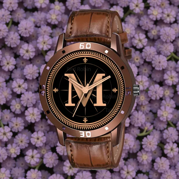 Sky_Mart_Analog_Round_Black_Dialbet_M_Design_Stylish_Brown_Leather_Strap_Classic_Design_Fancy_Wrist_Watch_For_Men_And_Boys
