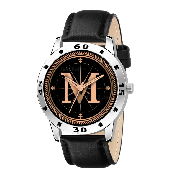 Sky_Mart_Analog_Round_Black_Dialbet_M_Design_Stylish_Black_Leather_Strap_Classic_Design_Fancy_Wrist_Watch_For_Men_And_Boys