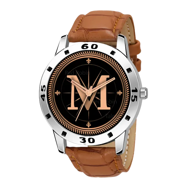 Sky_Mart_Analog_Round_Black_Dialbet_M_Design_Stylish_Beige_Leather_Strap_Classic_Design_Fancy_Wrist_Watch_For_Men_And_Boys
