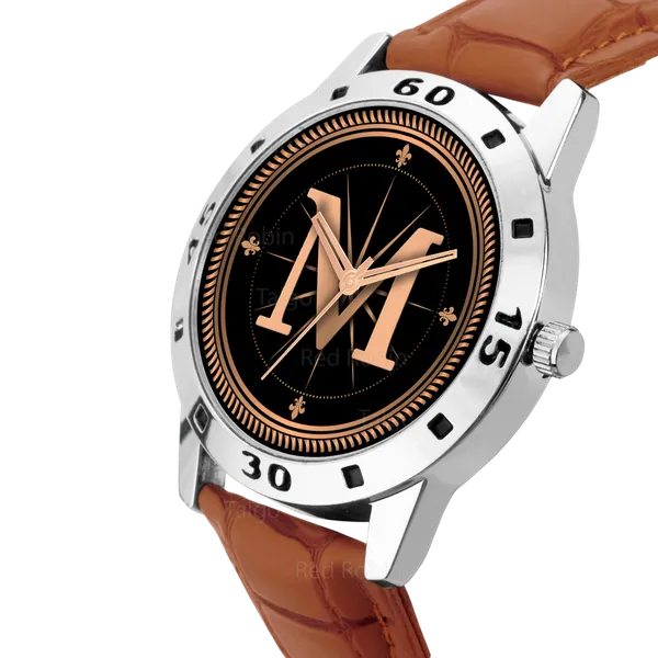 Sky_Mart_Analog_Round_Black_Dialbet_M_Design_Stylish_Beige_Leather_Strap_Classic_Design_Fancy_Wrist_Watch_For_Men_And_Boys