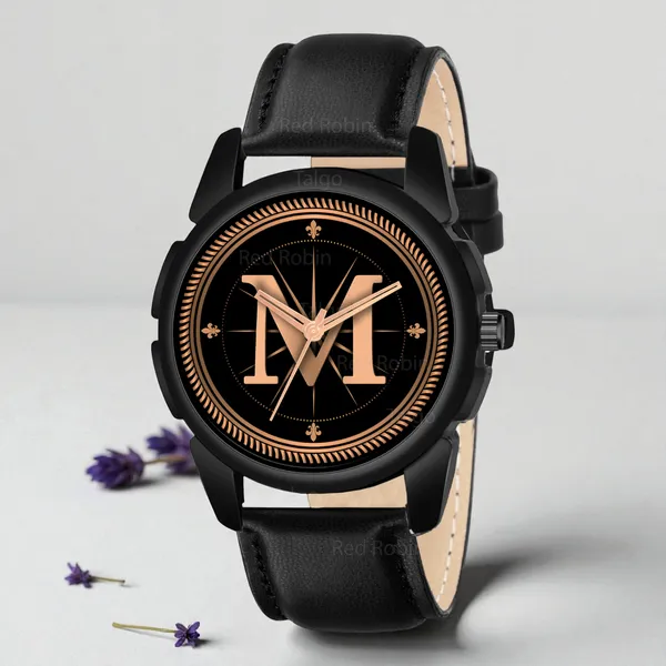 Sky_Mart_Analog_Round_Black_Dialbet_M_Design_Stylish_Black_Leather_Strap_Classic_Design_Fancy_Wrist_Watch_For_Men_And_Boys