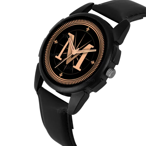 Sky_Mart_Analog_Round_Black_Dialbet_M_Design_Stylish_Black_Leather_Strap_Classic_Design_Fancy_Wrist_Watch_For_Men_And_Boys