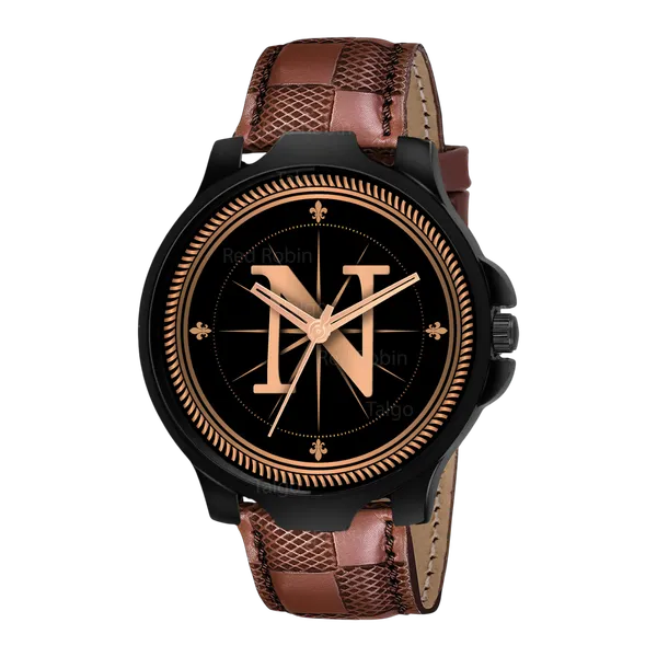 Sky_Mart_Analog_Round_Black_Dialbet_N_Design_Stylish_Brown_Leather_Strap_Classic_Design_Fancy_Wrist_Watch_For_Men_And_Boys
