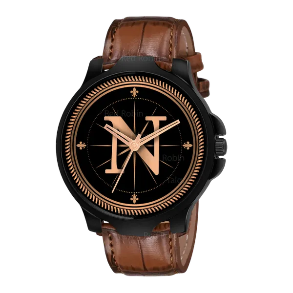 Sky_Mart_Analog_Round_Black_Dialbet_N_Design_Stylish_Brown_Leather_Strap_Classic_Design_Fancy_Wrist_Watch_For_Men_And_Boys