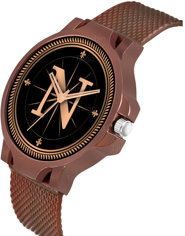 Sky_Mart_Analog_Round_Black_Dialbet_N_Design_Stylish_Brown_Silicone_Strap_Classic_Design_Fancy_Wrist_Watch_For_Men_And_Boys