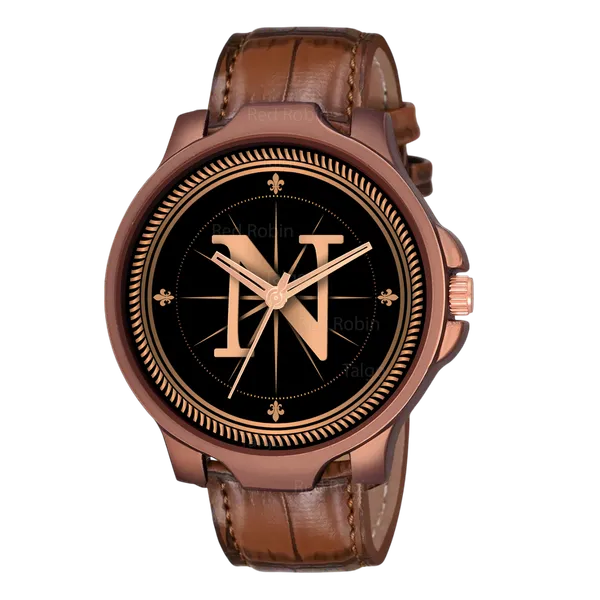 Sky_Mart_Analog_Round_Black_Dialbet_N_Design_Stylish_Brown_Leather_Strap_Classic_Design_Fancy_Wrist_Watch_For_Men_And_Boys
