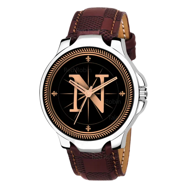 Sky_Mart_Analog_Round_Black_Dialbet_N_Design_Stylish_Brown_Leather_Strap_Classic_Design_Fancy_Wrist_Watch_For_Men_And_Boys