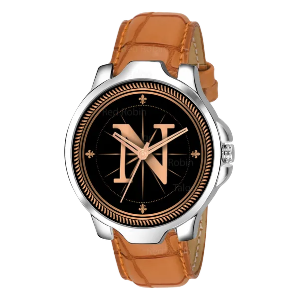 Sky_Mart_Analog_Round_Black_Dialbet_N_Design_Stylish_Beige_Leather_Strap_Classic_Design_Fancy_Wrist_Watch_For_Men_And_Boys