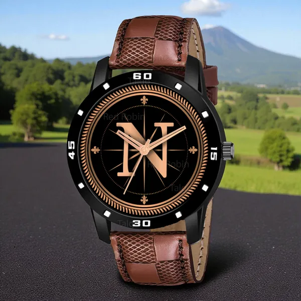 Sky_Mart_Analog_Round_Black_Dialbet_N_Design_Stylish_Brown_Leather_Strap_Classic_Design_Fancy_Wrist_Watch_For_Men_And_Boys