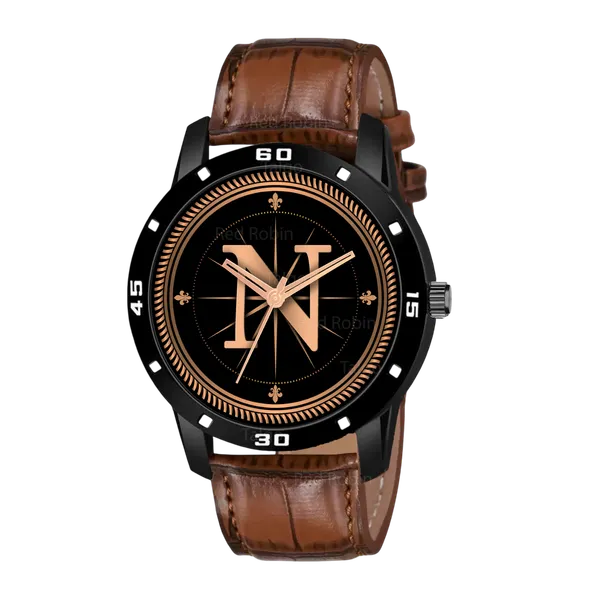 Sky_Mart_Analog_Round_Black_Dialbet_N_Design_Stylish_Brown_Leather_Strap_Classic_Design_Fancy_Wrist_Watch_For_Men_And_Boys
