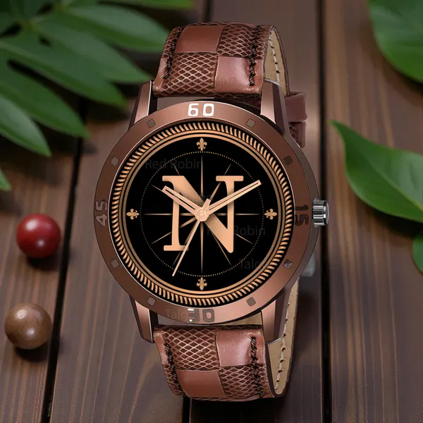 Sky_Mart_Analog_Round_Black_Dialbet_N_Design_Stylish_Brown_Leather_Strap_Classic_Design_Fancy_Wrist_Watch_For_Men_And_Boys