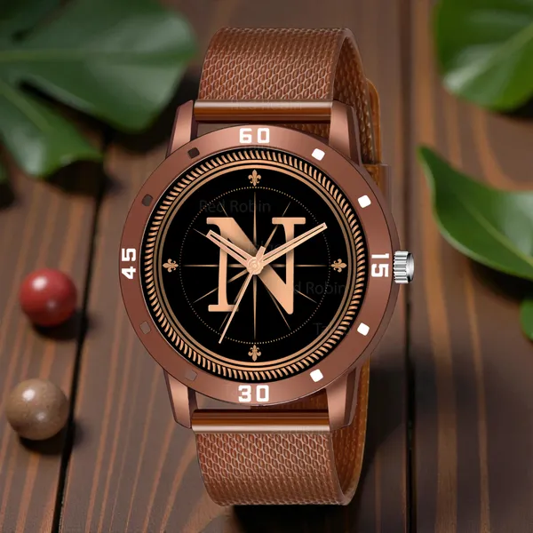 Sky_Mart_Analog_Round_Black_Dialbet_N_Design_Stylish_Brown_Silicone_Strap_Classic_Design_Fancy_Wrist_Watch_For_Men_And_Boys