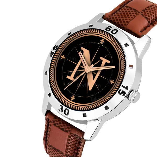 Sky_Mart_Analog_Round_Black_Dialbet_N_Design_Stylish_Brown_Leather_Strap_Classic_Design_Fancy_Wrist_Watch_For_Men_And_Boys