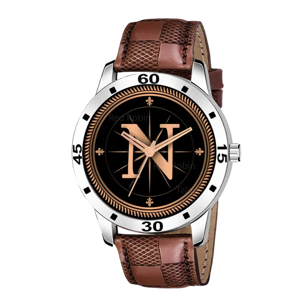 Sky_Mart_Analog_Round_Black_Dialbet_N_Design_Stylish_Brown_Leather_Strap_Classic_Design_Fancy_Wrist_Watch_For_Men_And_Boys