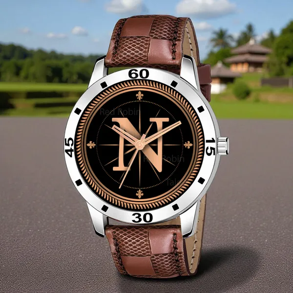 Sky_Mart_Analog_Round_Black_Dialbet_N_Design_Stylish_Brown_Leather_Strap_Classic_Design_Fancy_Wrist_Watch_For_Men_And_Boys