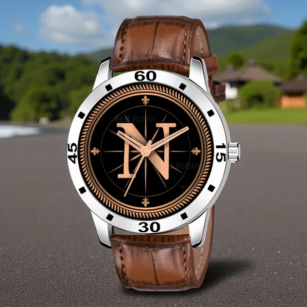 Sky_Mart_Analog_Round_Black_Dialbet_N_Design_Stylish_Brown_Leather_Strap_Classic_Design_Fancy_Wrist_Watch_For_Men_And_Boys