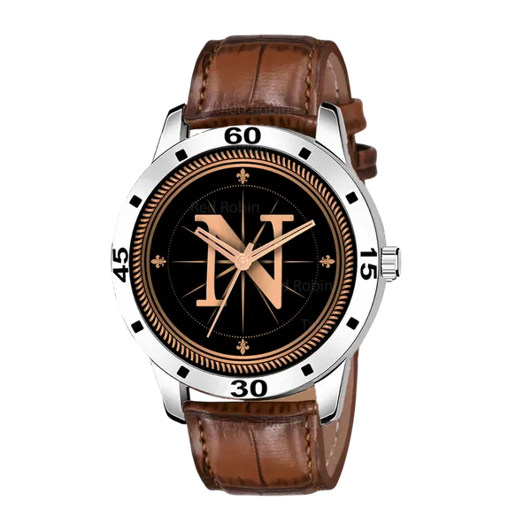 Sky_Mart_Analog_Round_Black_Dialbet_N_Design_Stylish_Brown_Leather_Strap_Classic_Design_Fancy_Wrist_Watch_For_Men_And_Boys