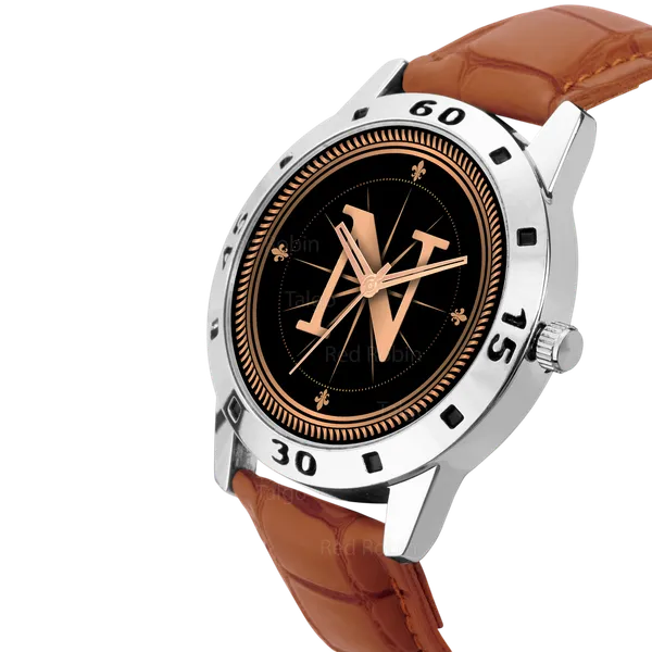 Sky_Mart_Analog_Round_Black_Dialbet_N_Design_Stylish_Beige_Leather_Strap_Classic_Design_Fancy_Wrist_Watch_For_Men_And_Boys