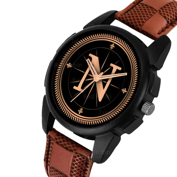 Sky_Mart_Analog_Round_Black_Dialbet_N_Design_Stylish_Brown_Leather_Strap_Classic_Design_Fancy_Wrist_Watch_For_Men_And_Boys