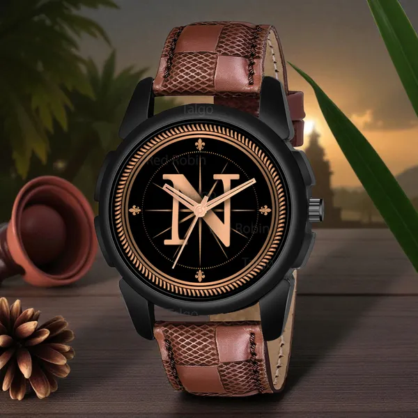 Sky_Mart_Analog_Round_Black_Dialbet_N_Design_Stylish_Brown_Leather_Strap_Classic_Design_Fancy_Wrist_Watch_For_Men_And_Boys