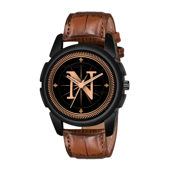 Sky_Mart_Analog_Round_Black_Dialbet_N_Design_Stylish_Brown_Leather_Strap_Classic_Design_Fancy_Wrist_Watch_For_Men_And_Boys