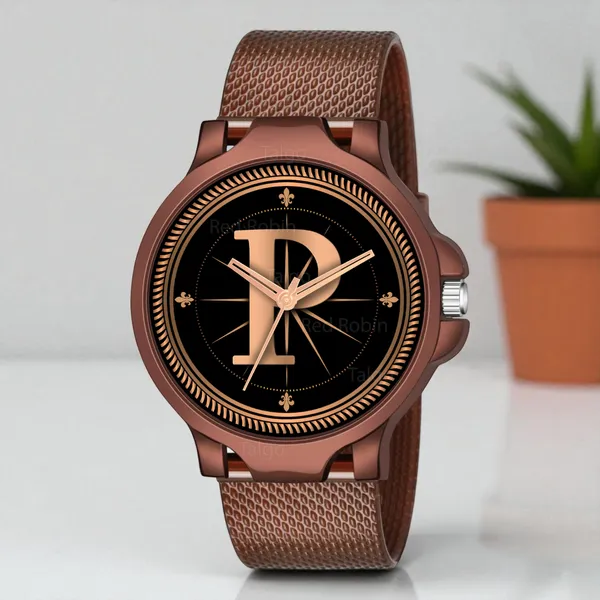 Sky_Mart_Analog_Round_Black_Dialbet_P_Design_Stylish_Brown_Silicone_Strap_Classic_Design_Fancy_Wrist_Watch_For_Men_And_Boys